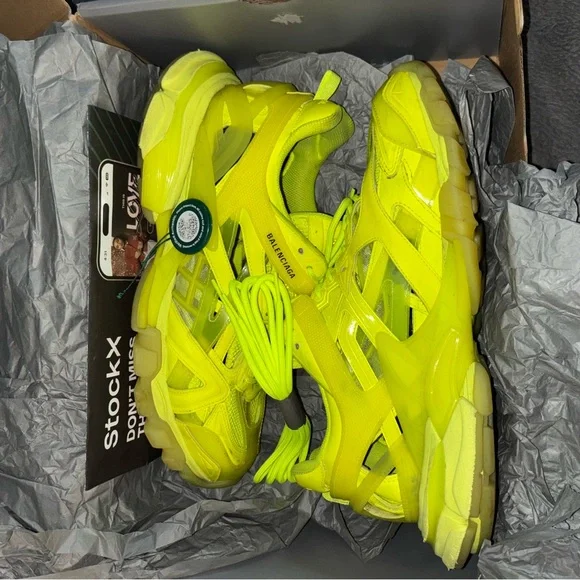Balenciaga Track 2.0 Neon Yellow Rare Clear Sole Sneakers Men’s 12